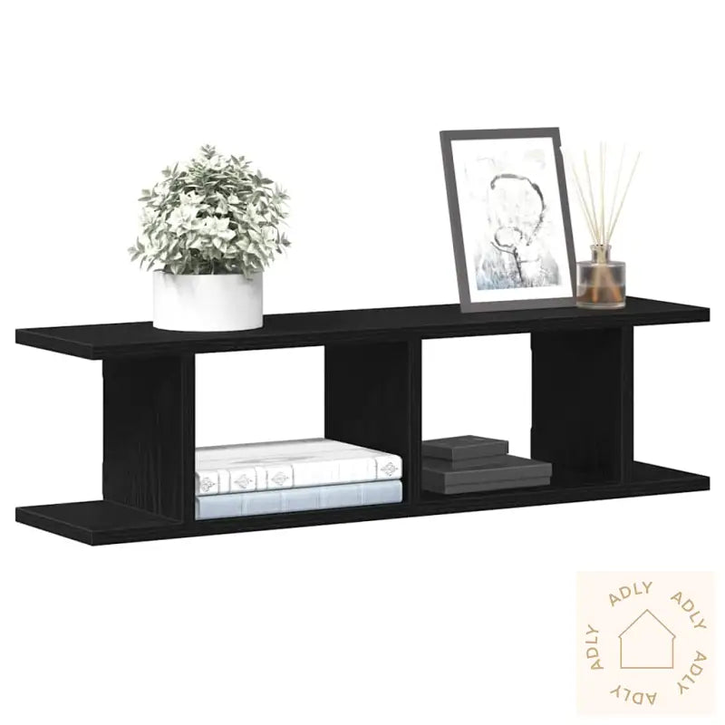 Vegghyller 2 Stk Svart Eik 75X18X20 Cm Konstruert Tre