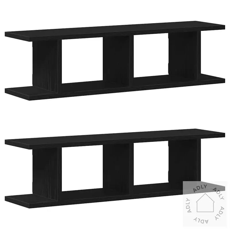 Vegghyller 2 Stk Svart Eik 75X18X20 Cm Konstruert Tre