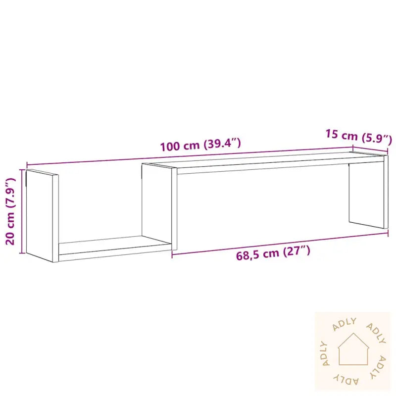 Vegghyller 2 Stk Gammelt Tre 100X15X20 Cm Konstruert Tre