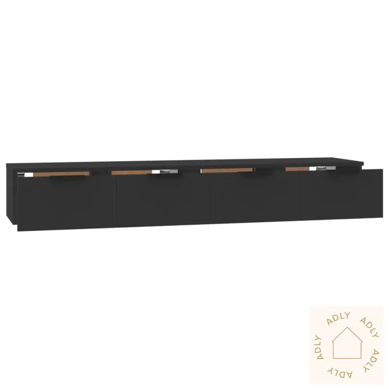 Veggskap 2 Stk Svart 68X30X20 Cm Konstruert Tre