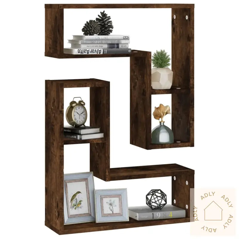 Vegghyller 2 Stk Røkt Eik 50X15X50 Cm Konstruert Tre