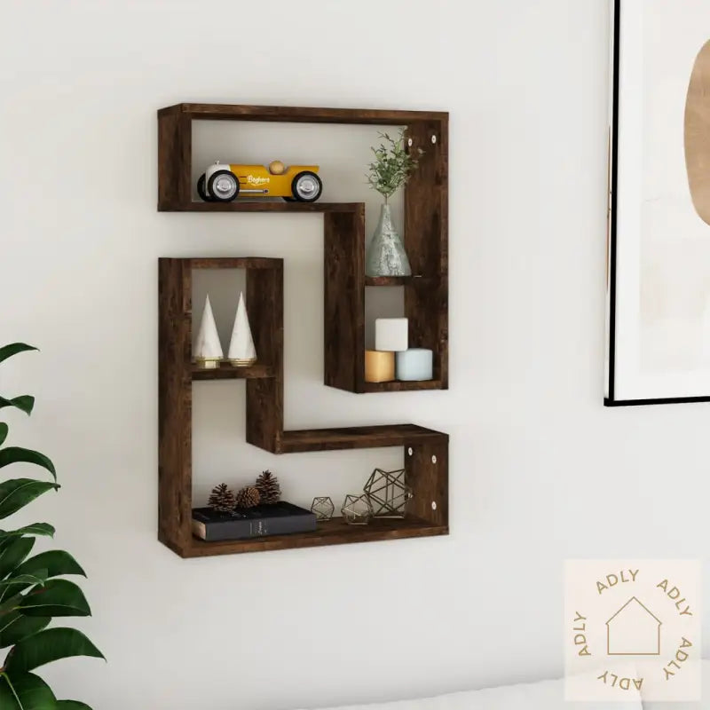 Vegghyller 2 Stk Røkt Eik 50X15X50 Cm Konstruert Tre