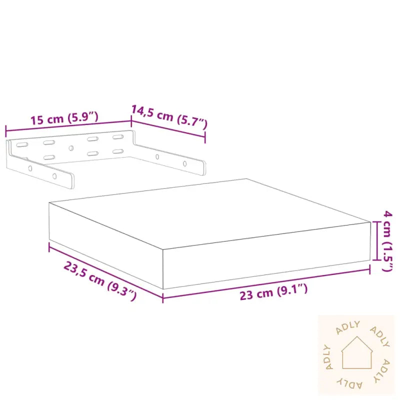 Flytende Hylle 23X23,5X4 Cm Konstruert Tre