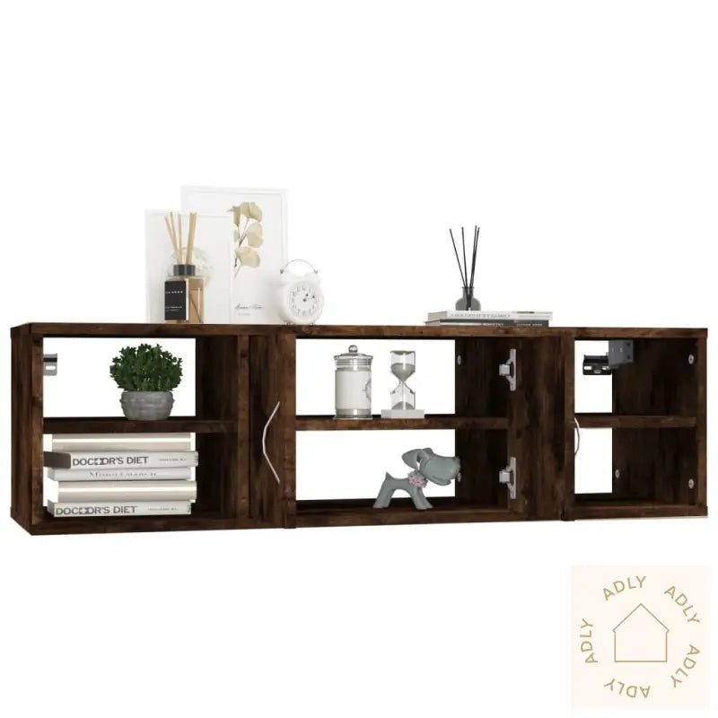 Vegghylle Røkt Eik 102X30X29 Cm Konstruert Tre