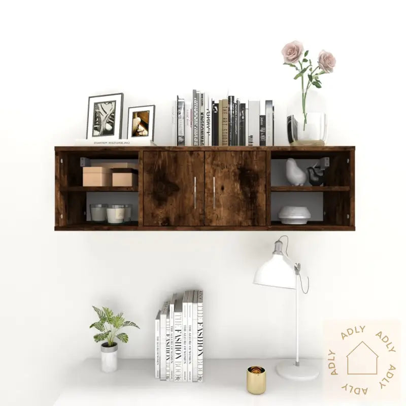 Vegghylle Røkt Eik 102X30X29 Cm Konstruert Tre