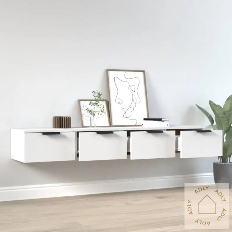 Veggskap 2 Stk Hvit 68X30X20 Cm Konstruert Tre