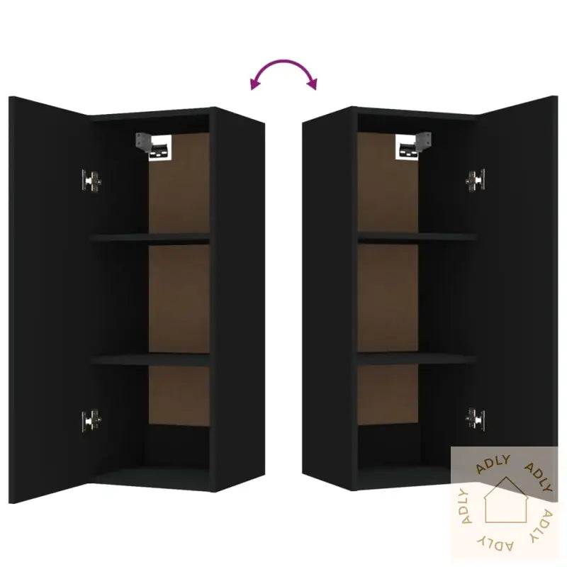 Veggskap Svart 34,5X34X90 Cm Konstruert Tre