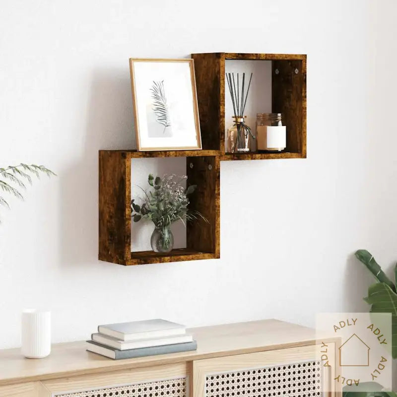 Vegghyller Kubeformet 2 Stk Røkt Eik 30X15X30 Cm