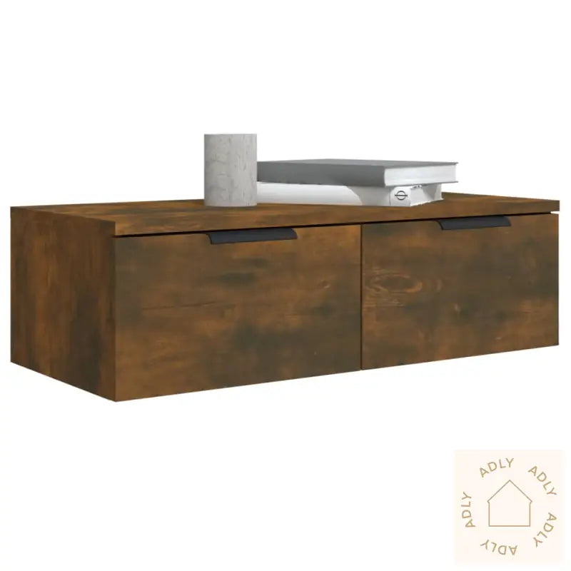 Veggskap 2 Stk Røkt Eik 68X30X20 Cm Konstruert Tre