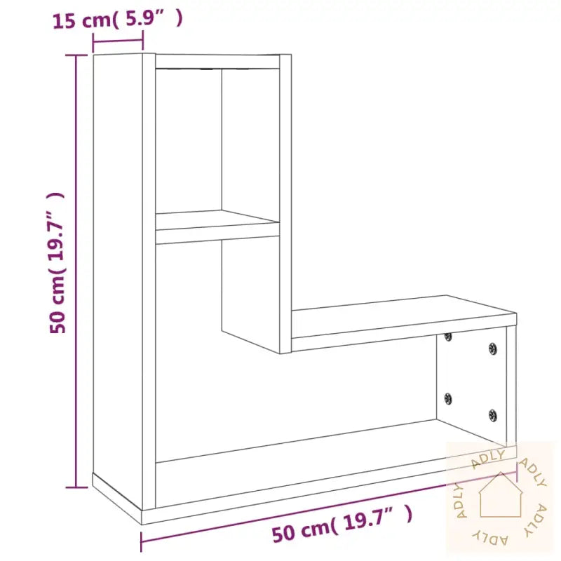Vegghyller 2 Stk Grå Sonoma 50X15X50 Cm Konstruert Tre