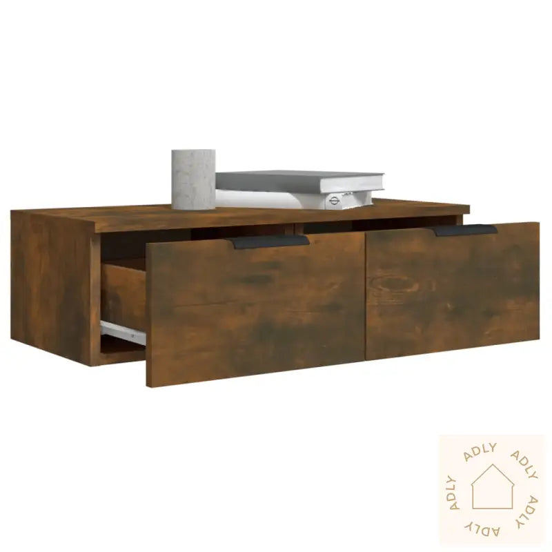 Veggskap 2 Stk Røkt Eik 68X30X20 Cm Konstruert Tre