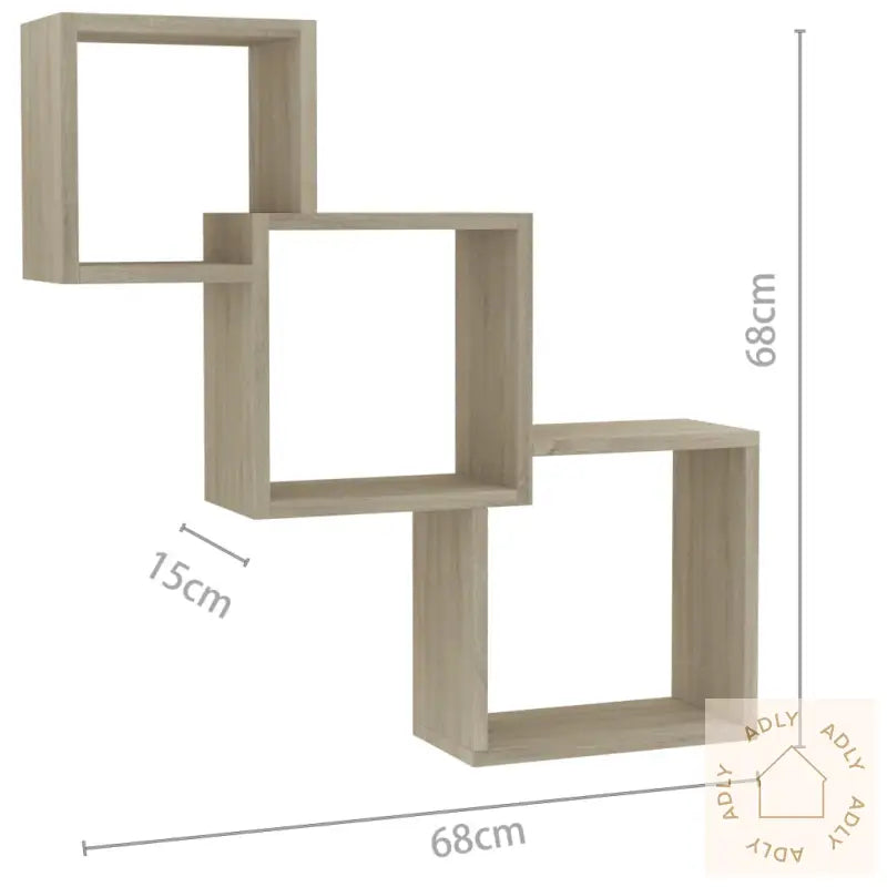Vegghyller Kubeformet Sonoma Eik 68X15X68 Cm Sponplate
