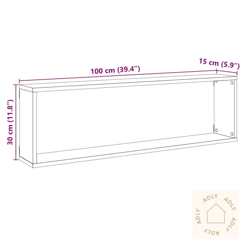 Vegghyller Kube 2 Stk Svart Eik 100X15X30 Cm Konstruert Tre
