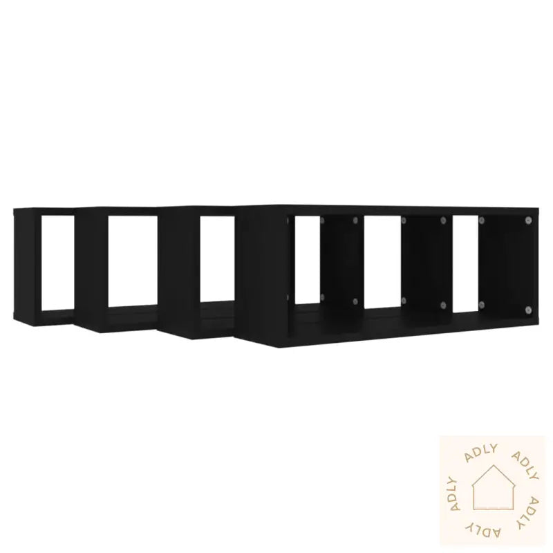 Vegghyller Kubeformet 4 Stk Svart 60X15X23 Cm Konstruert Tre