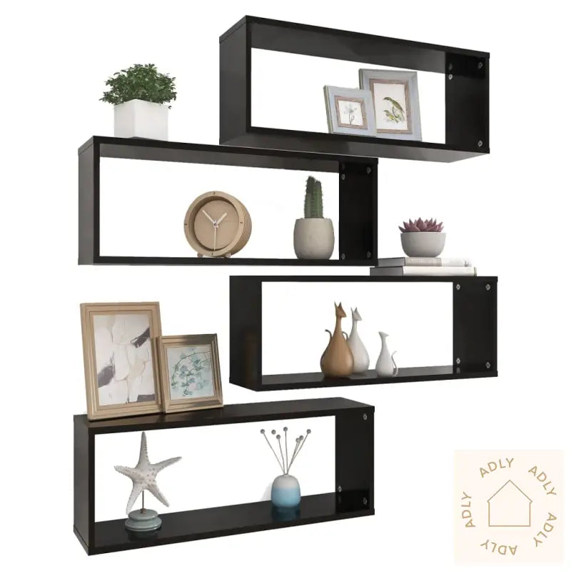 Vegghyller Kubeformet 4 Stk Svart 60X15X23 Cm Konstruert Tre