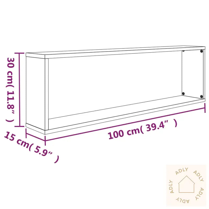 Vegghyller Kube 4 Stk Grå Sonoma 100X15X30 Cm Konstruert Tre