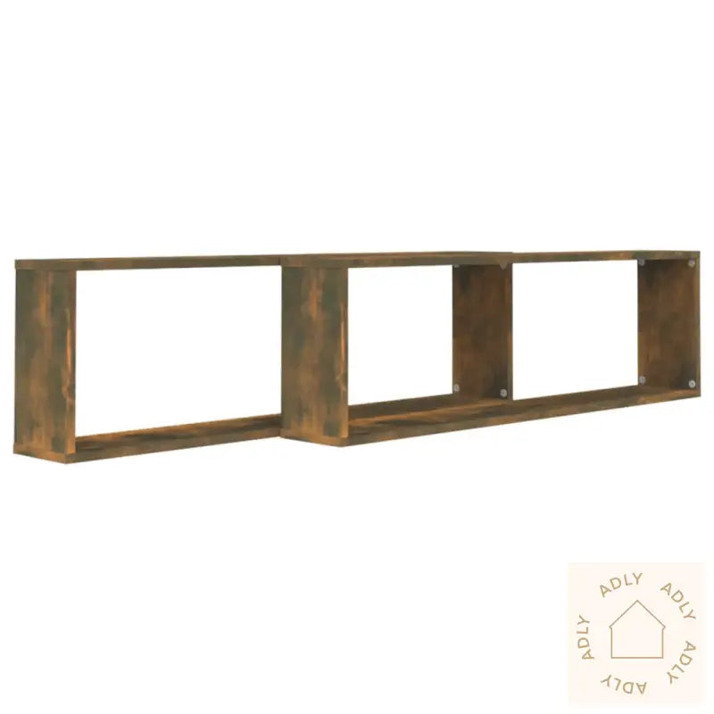 Vegghyller Kube 2 Stk Røkt Eik 100X15X30 Cm Konstruert Tre