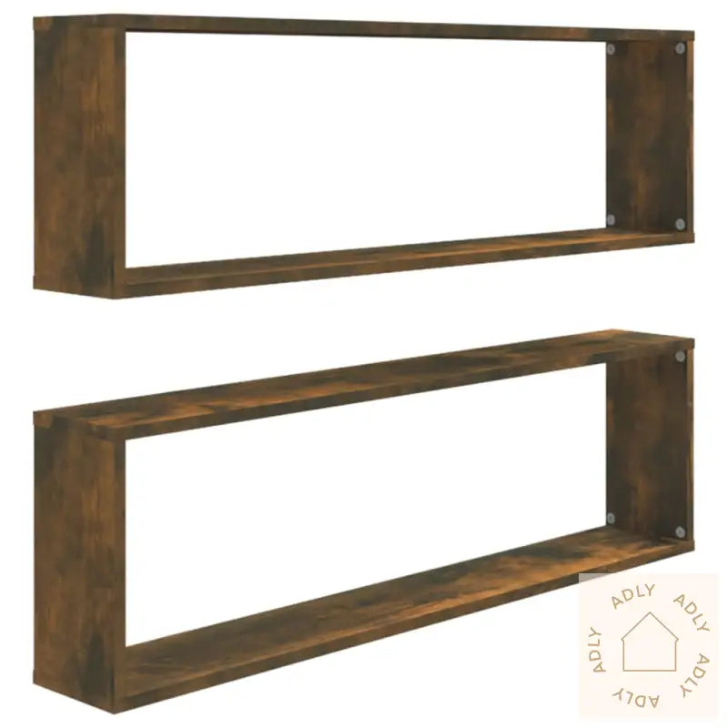 Vegghyller Kube 2 Stk Røkt Eik 100X15X30 Cm Konstruert Tre