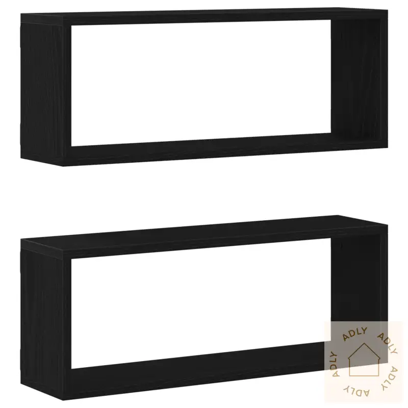 Vegghyller 2 Pakke Svart Eik 60X15X23 Cm Laget Av Konstruert Tre