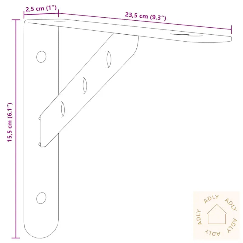 Hyllebraketter 4 Stk 23,5X2,5X15,5 Cm Sølv Rustfritt Stål