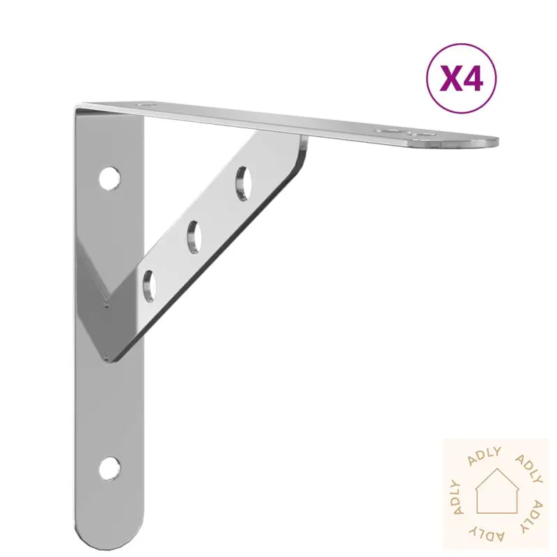 Hyllebraketter 4 Stk 23,5X2,5X15,5 Cm Sølv Rustfritt Stål
