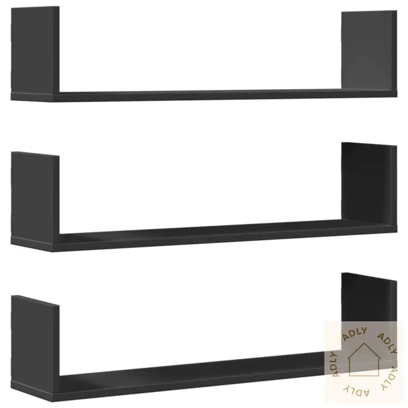 Vegghyller 3 Stk Svart 80X18X18 Cm Sponplate