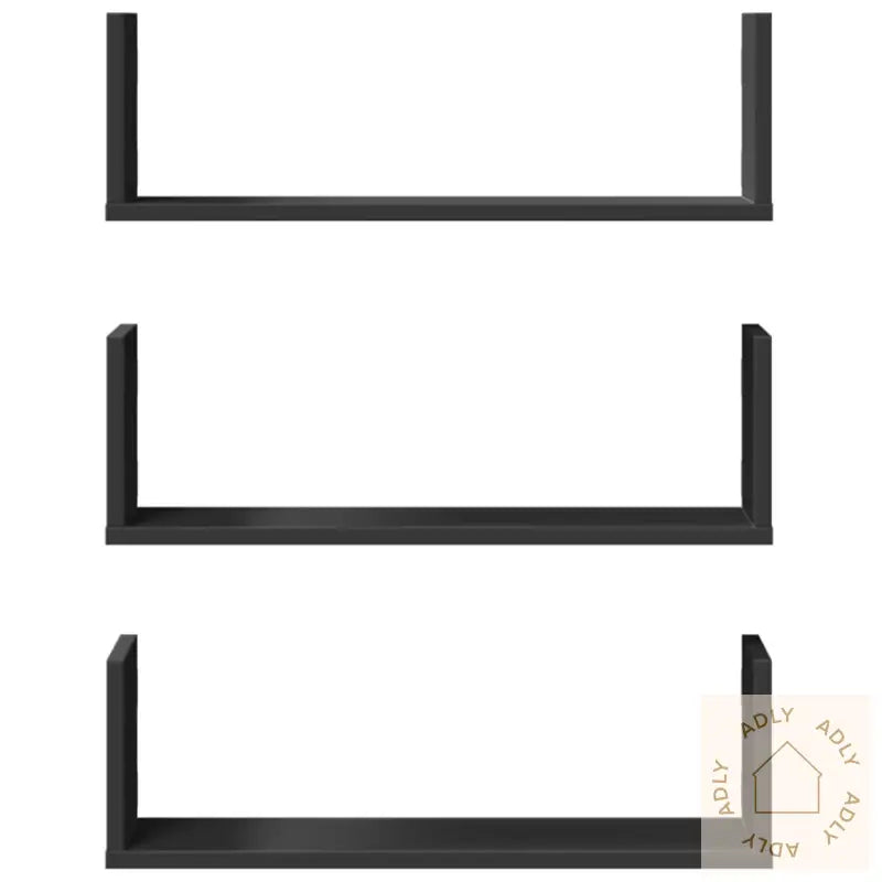 Vegghyller 3 Stk Svart 58X18X18 Cm Konstruert Tre