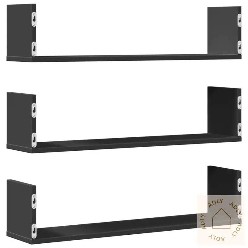 Vegghyller 3 Stk Svart 80X18X18 Cm Sponplate