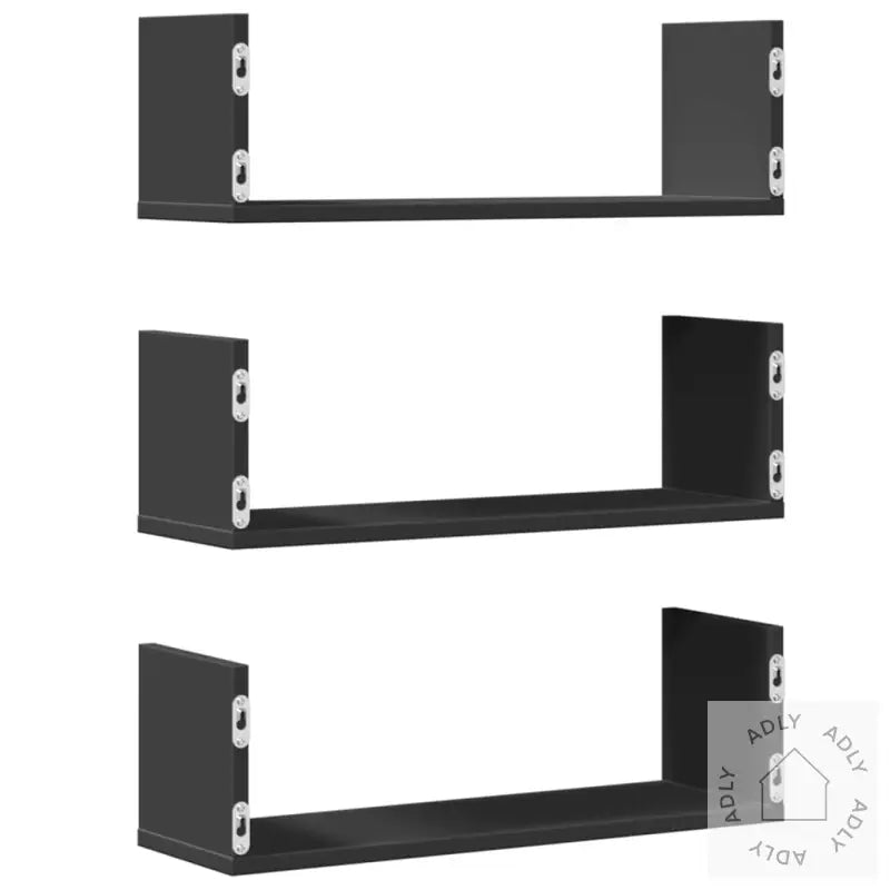 Vegghyller 3 Stk Svart 58X18X18 Cm Konstruert Tre