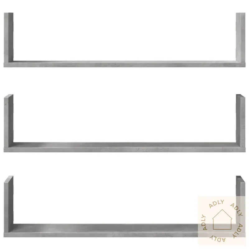 Vegghyller 3 Stk Betonggrå 80X18X18 Cm Sponplate