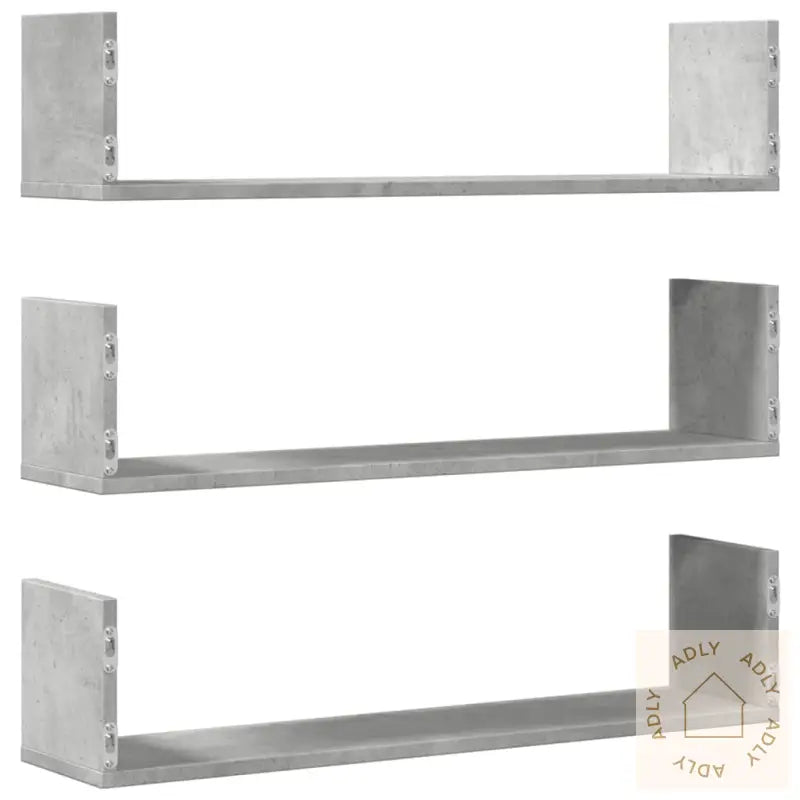 Vegghyller 3 Stk Betonggrå 80X18X18 Cm Sponplate