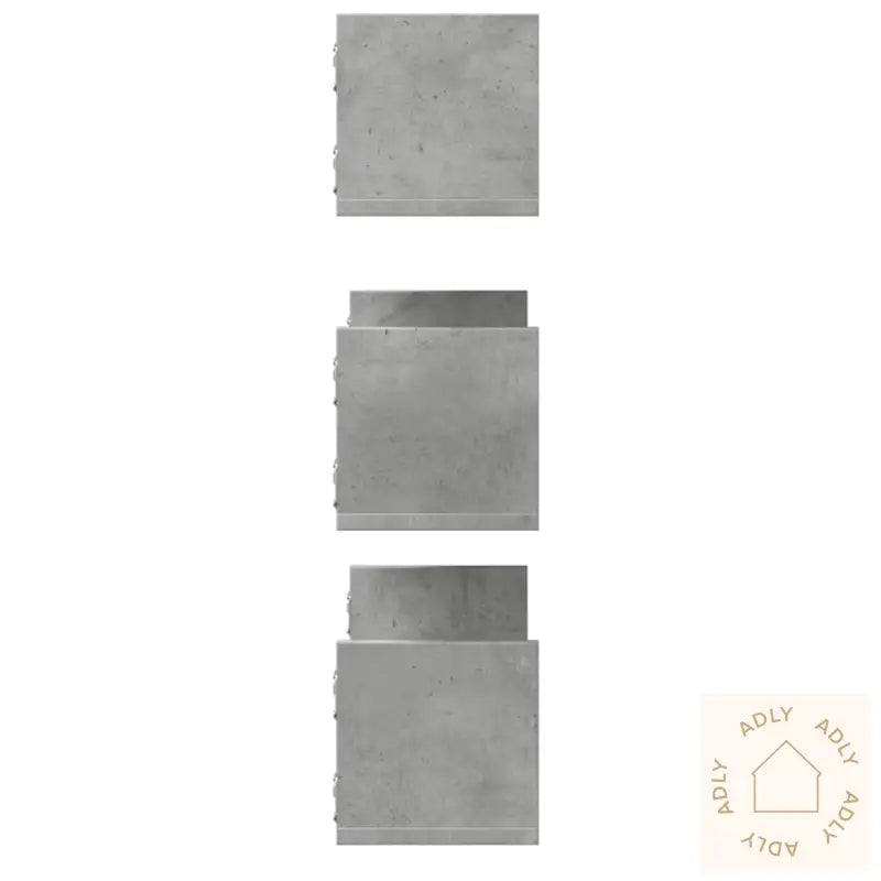 Vegghyller 3 Stk Betonggrå 80X18X18 Cm Sponplate