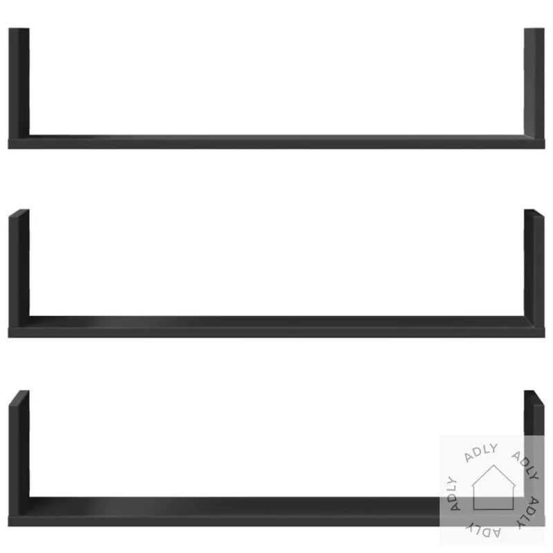 Vegghyller 3 Stk Svart 80X18X18 Cm Sponplate