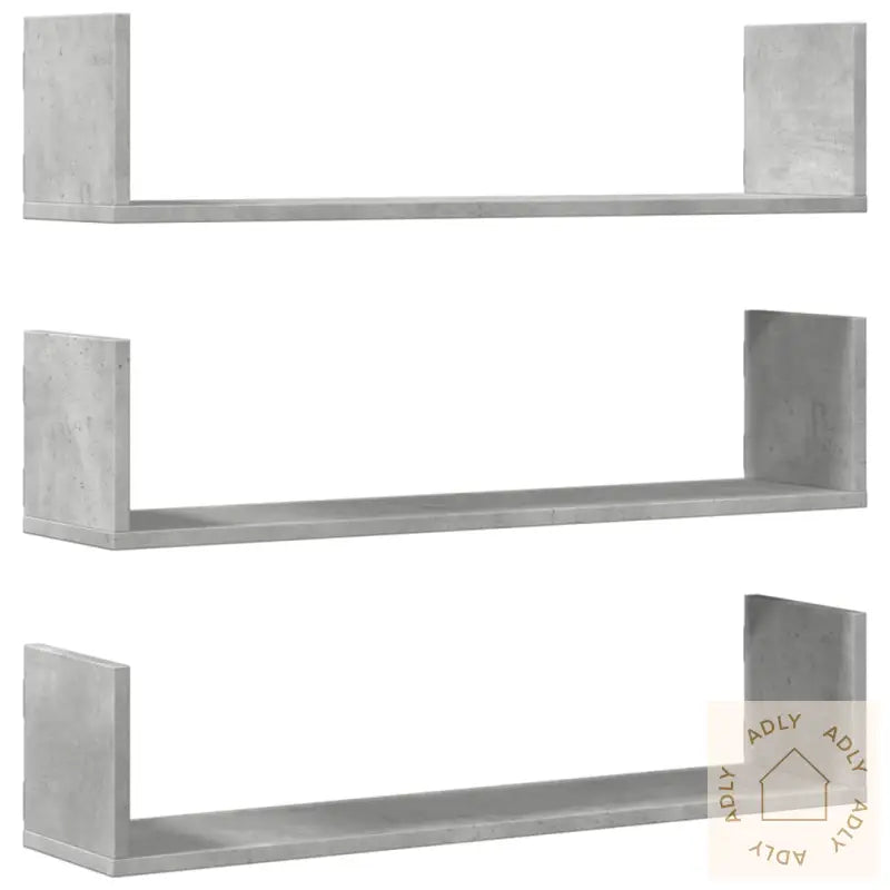 Vegghyller 3 Stk Betonggrå 80X18X18 Cm Sponplate