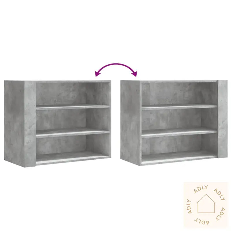 Veggskap Betonggrå 75X35X60 Cm Konstruert Tre