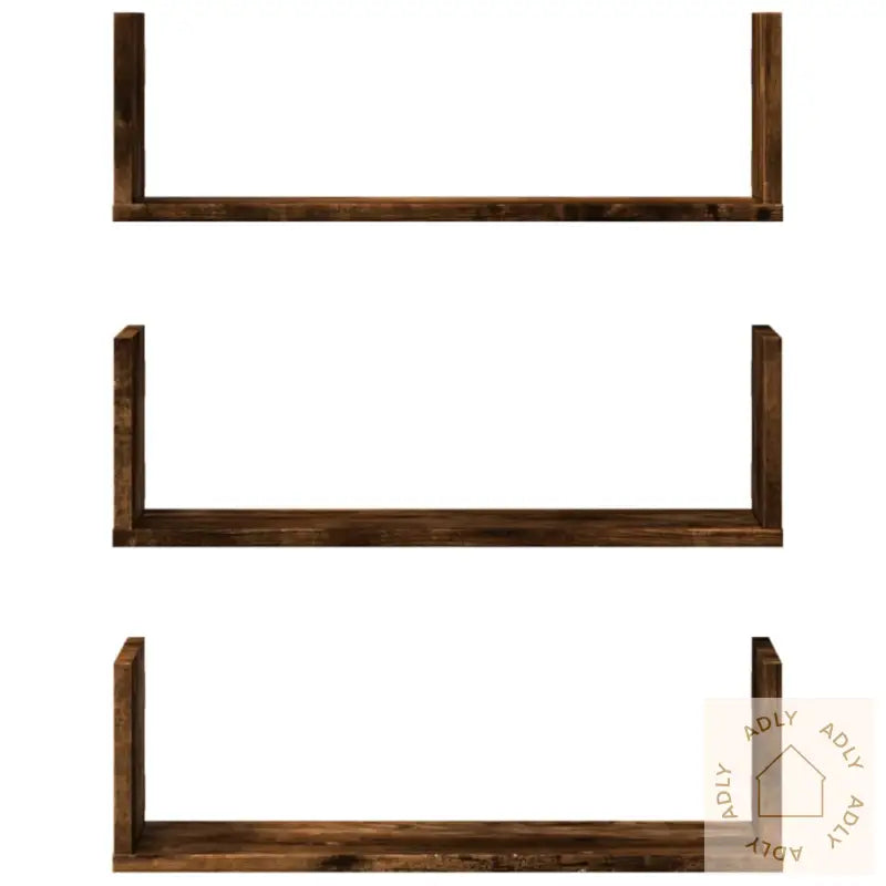 Vegghyller 3 Stk Røkt Eik 58X18X18 Cm Konstruert Tre