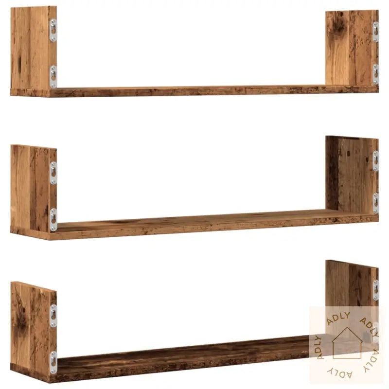 Vegghyller 3 Stk Gammelt Tre 80X18X18 Cm Konstruert Tre