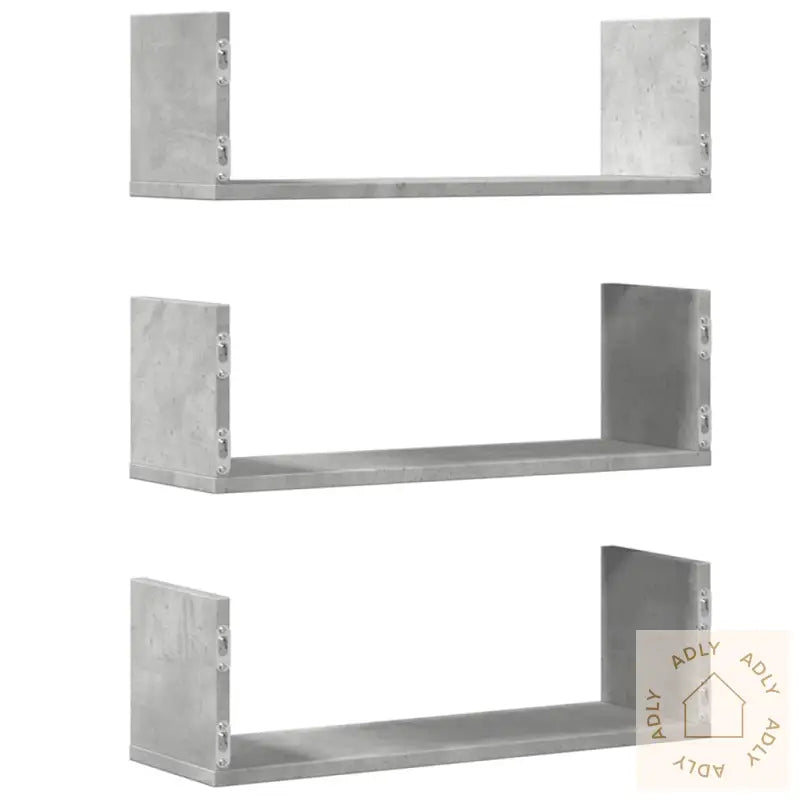 Vegghyller 3 Stk Betonggrå 58X18X18 Cm Sponplate
