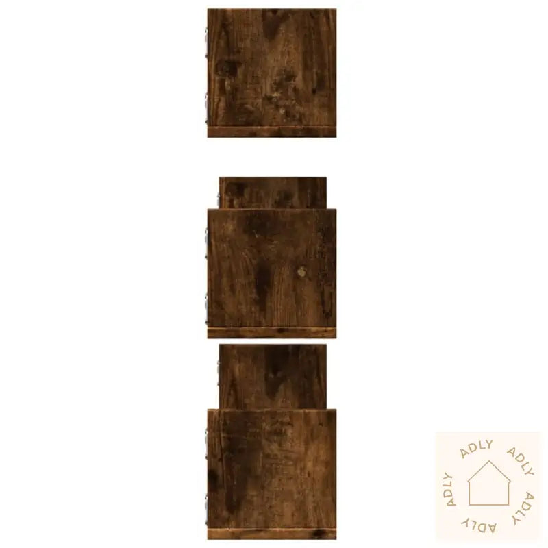 Vegghyller 3 Stk Røkt Eik 80X18X18 Cm Konstruert Tre