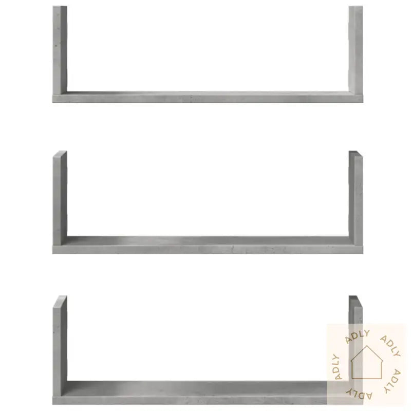 Vegghyller 3 Stk Betonggrå 58X18X18 Cm Sponplate