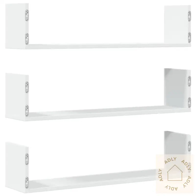 Vegghyller 3 Stk Hvit 80X18X18 Cm Konstruert Tre