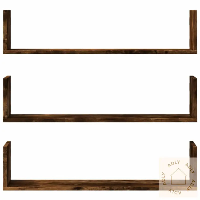 Vegghyller 3 Stk Røkt Eik 80X18X18 Cm Konstruert Tre