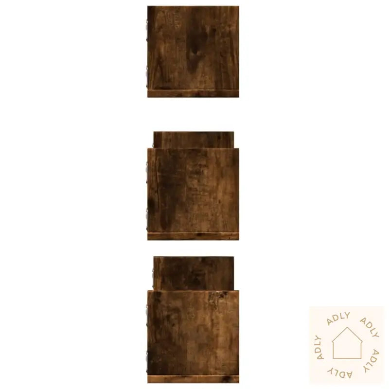 Vegghyller 3 Stk Røkt Eik 58X18X18 Cm Konstruert Tre