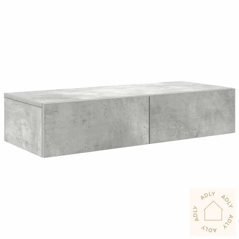 Vegghylle Med Skuffer Betonggrå 80X33X17 Cm Konstruert Tre