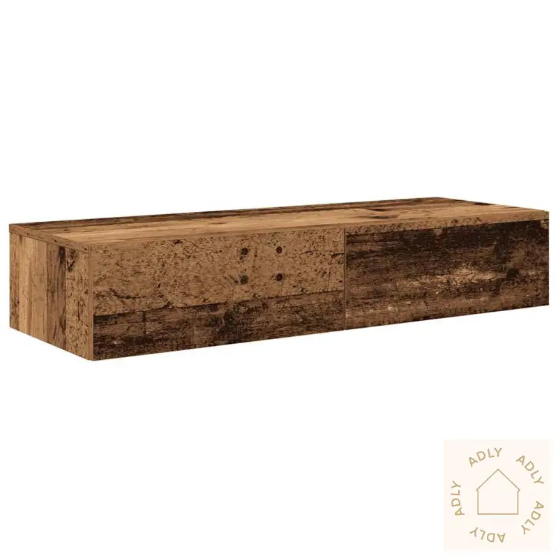 Vegghylle Med Skuffer Gammelt Tre 100X36X19 Cm Konstruert Tre