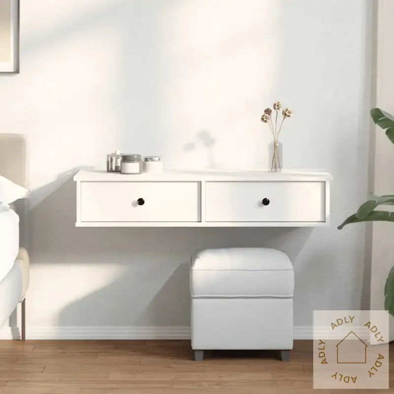 Vegghylle Med Skuffer Hvit 100X37,5X19 Cm Konstruert Tre