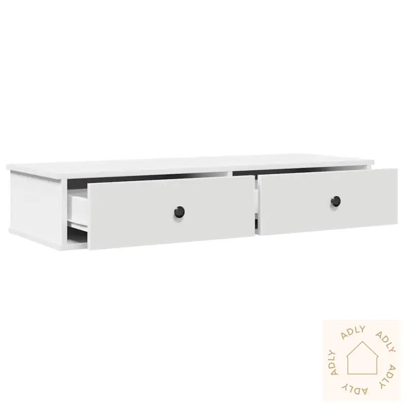 Vegghylle Med Skuffer Hvit 100X37,5X19 Cm Konstruert Tre