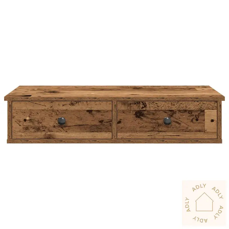 Vegghylle Med Skuffer Gammelt Tre 80X31X17 Cm Konstruert Tre