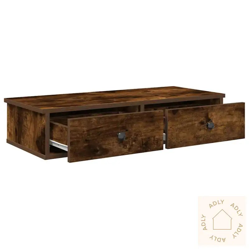 Vegghylle Med Skuffer Røkt Eik 80X31X17 Cm Konstruert Tre