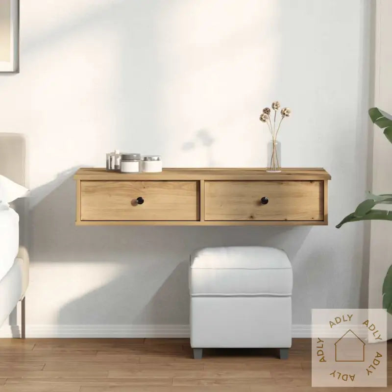 Vegghylle Med Skuffer Artisian Eik 100X37,5X19Cm Konstruert Tre